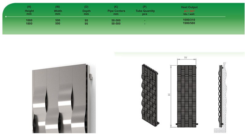 مشخصات فنی رادیاتور شوفاژ رادیاکو اسکای لایت Skylight